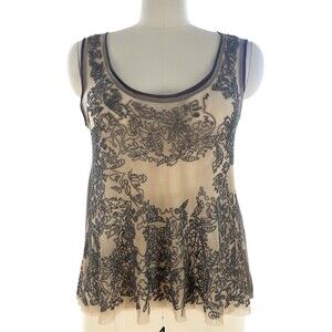 Y2K Chan Luu Beaded Mesh Tank Top Sheer Jersey Handmade Boho Festival Fairycore